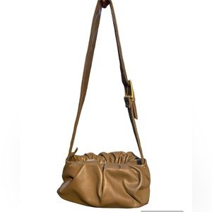 MW Tan Cloud-Shaped Dumpling Handbag Ruched Zipper